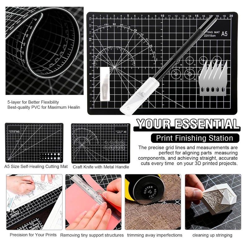 Intarsio 52-in-One 3D Printer Tools Kit, Professional 3D Printer Accessories & Maintenance Set for All FDM/SLA Printers, Deburring Tool, 3D Printer Nozzles, Scrapers, Files Set, PTFE Tube Cutter, Storage Bag - Image 5